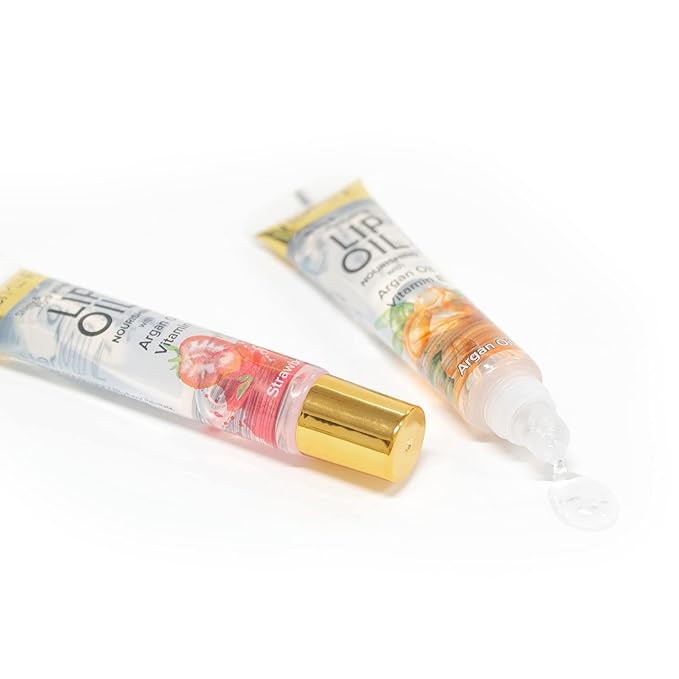 HerMINE Hydrating Lip Oil with Argan oil & Vitamin E Clear Long Lasting Nourishing Lip Oils Moisturizing Gel Multi-Packs Softening Clear Oil-VivaGrace Women
