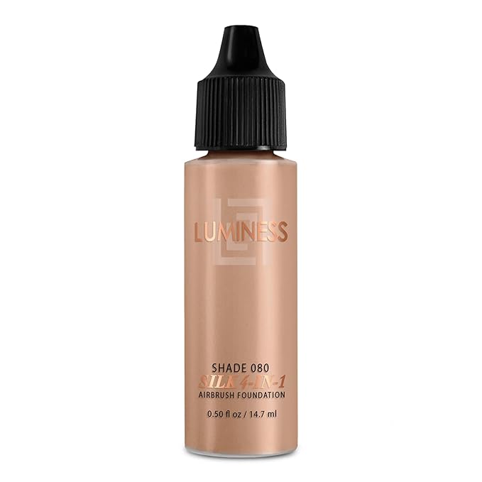 Luminess Air Silk 4-In-1 Airbrush Foundation- Foundation, Shade 080 (.5 Fl Oz) - Sheer to Medium Coverage - Anti-Aging Formula Hydrates and Moisturizes - Professional Makeup Kit for Cordless Air Brush-VivaGrace Women