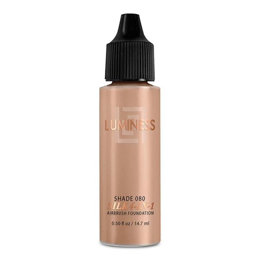 Luminess Air Silk 4-In-1 Airbrush Foundation- Foundation, Shade 080 (.5 Fl Oz) - Sheer to Medium Coverage - Anti-Aging Formula Hydrates and Moisturizes - Professional Makeup Kit for Cordless Air Brush-VivaGrace Women