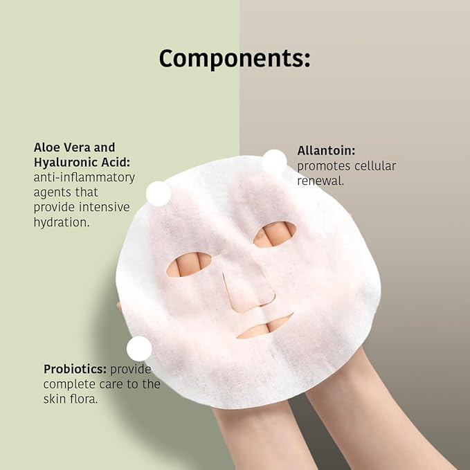 IROHA NATURE Comforting & Hydrating Tissue Face Mask with Aloe Vera | 15 Pieces | Aftersun Effect | 96% Natural Ingredients-VivaGrace Women