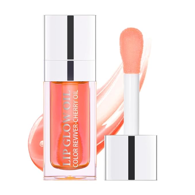 Plumping Lip Oil, Long Lasting Hydrating Lip Gloss Tinted Balm Non-sticky Revitalizing, Tinting Care Oil for Dry Lip (PINK)-VivaGrace Women