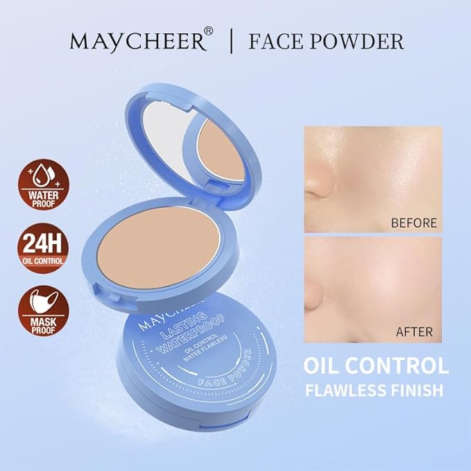 Oil Control Face Pressed Powder, Matte and Smooth Translucent Powder Setting Powder Makeup, Waterproof Long Lasting Finishing Face Powder, Cruelty-free(#02 NATURAL BEIGE)-VivaGrace Women