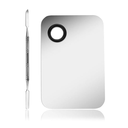 Makeup Palette, Stainless Steel Cosmetic Makeup Palette Professional Cosmetic Mixing Makeup Palette with Spatula Tool 6x4-VivaGrace Women