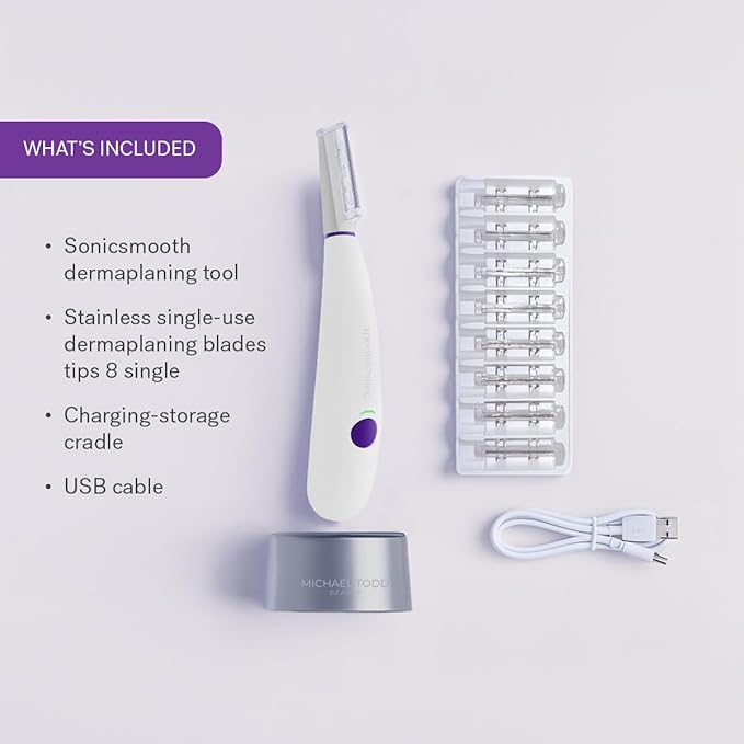 Michael Todd Beauty Sonicsmooth Dermaplane Razor for Women Face + Eyebrow trimmer Dermaplaning System - Peach Fuzz Remover - 8 Weeks of Dermaplaning Blades-VivaGrace Women