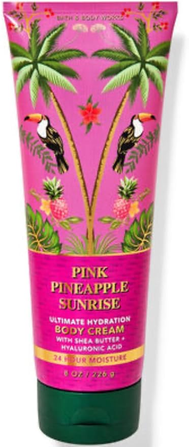 Bath & Body Works - 3 Piece Bundle - Spray - Body Cream - Shower Gel - Full Size and Gift Bag HELLO GORGEOUS (Pink Pineapple Sunrise)-VivaGrace Women