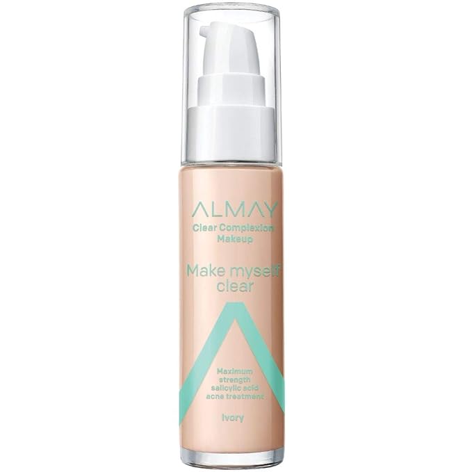 Almay Foundation, Acne Face Makeup with Salicylic Acid, Face Makeup with Skincare Ingredients, Matte Finish, Hypoallergenic, Cruelty Free, Dermatologist Tested Foundation, 100 Ivory, 1 Oz-VivaGrace Women