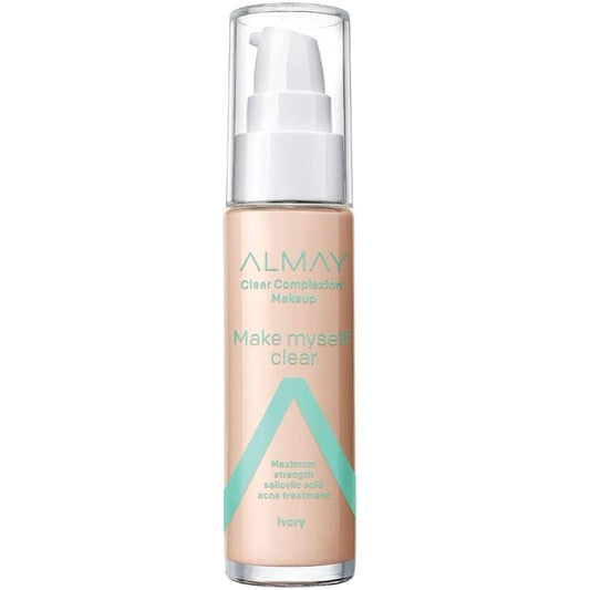 Almay Foundation, Acne Face Makeup with Salicylic Acid, Face Makeup with Skincare Ingredients, Matte Finish, Hypoallergenic, Cruelty Free, Dermatologist Tested Foundation, 100 Ivory, 1 Oz-VivaGrace Women
