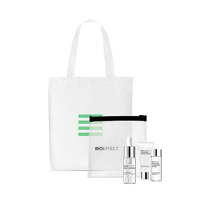 BIOEFFECT EGF Serum Gift Set with mini Volcanic Exfoliator and Micellar Water, Anti-Aging, Hydrating, Wrinkle-Fighting Facial Skin-Care with Growth Factor and Hyaluronic Acid plus Free Tote Bag-VivaGrace Women