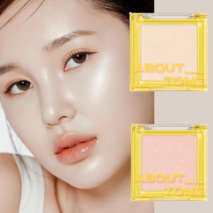 Light On Me Highlighter 2 Color - Makeup Highlighting Powder Palette, Natural Satin Glow, Lightweight Velvety Powder, Clear Sheer Pearls, Shiny Illuminator, 0.26oz (02 CANDY LIGHT)-VivaGrace Women