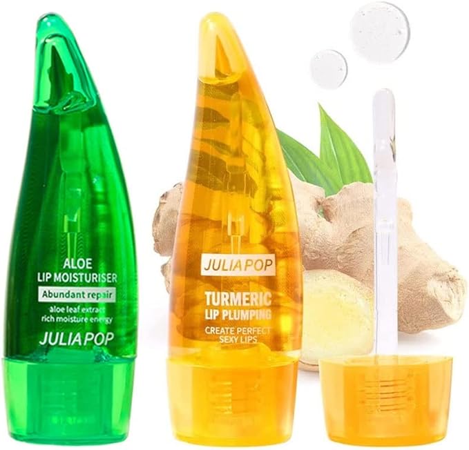 Lip Plumper Set, Natural Lip Plumper Moisturizing Aloe Vera Lip Gloss, Lip Plumper Gloss and Lip Care Serum, Beautiful Fuller, Hydrating & Reduce Fine Lines, Day and Night Ues Set-VivaGrace Women