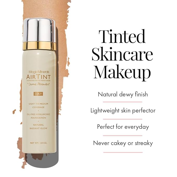 Jerome Alexander MagicMinerals AirTint Tinted Moisturizer AirBrush Spray Light Shade | Tinted Moisturizer Spray with Anti-Aging Ingredients-VivaGrace Women