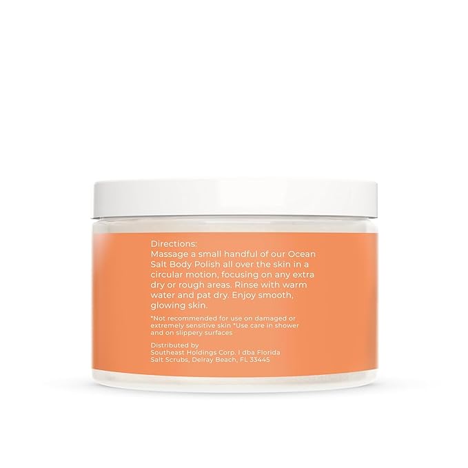 Sea Salt Body Scrub by Florida Suncare - Ocean Salt Body Polish Infused with Marine Algae - Exfoliating Face and Body Scrub - Facial Scrub Exfoliator to Tackle Acne (Coconut Mango, 12.1 oz)-VivaGrace Women