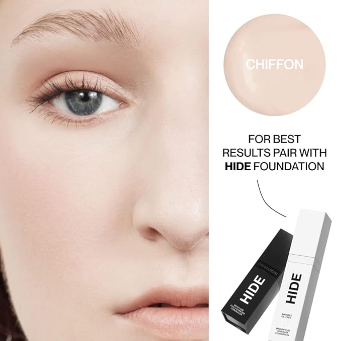 HIDE Liquid Concealer, Medium to Full Coverage Concealer for Blemishes, Under Eye Dark Circles & Scars, Oil Free Concealer, Chiffon (See Shade Finder), 0.5 fl oz-VivaGrace Women