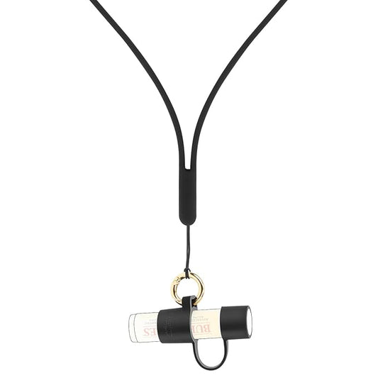 Desing Wish Silicone Lip Balm Holder with Cap Cover Portable Chapstick Holder Keychain Sleeve Lip Balm Key Chain with Key Ring and Neck Strap Lanyard - Black-VivaGrace Women