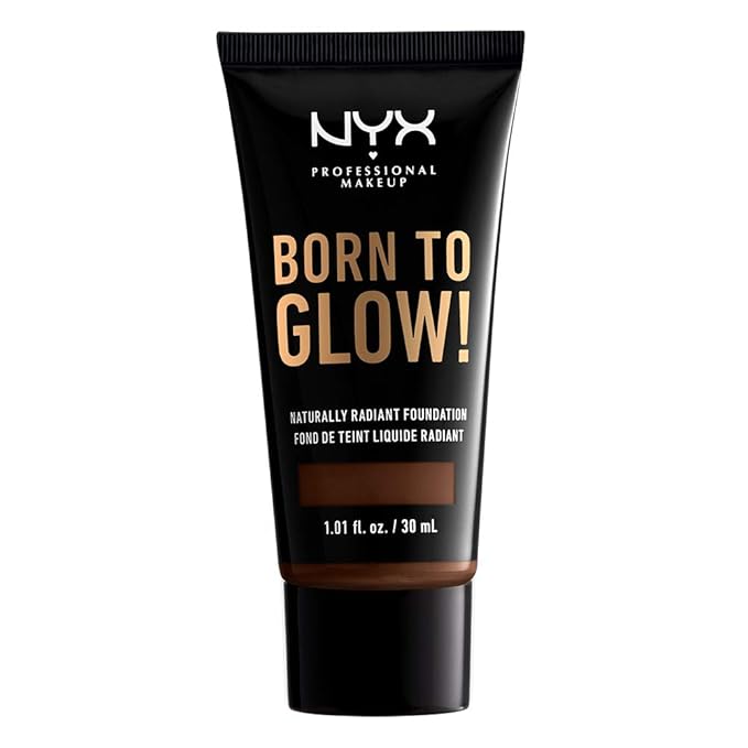 NYX PROFESSIONAL MAKEUP Born To Glow Naturally Radiant Foundation, Medium Coverage - Warm Walnut-VivaGrace Women