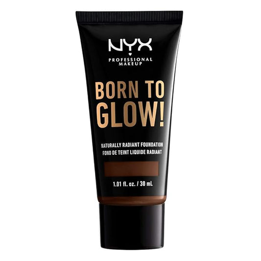 NYX PROFESSIONAL MAKEUP Born To Glow Naturally Radiant Foundation, Medium Coverage - Warm Walnut-VivaGrace Women