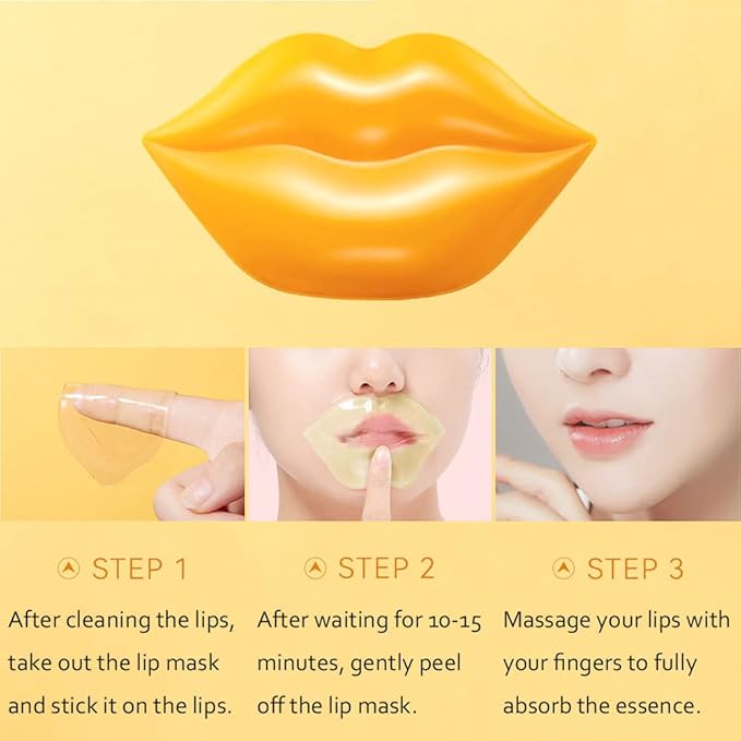 20Pcs Moisturizing Lip Mask, Restores Moisture Lip Care Mask for Dry Lips and Lip Lines Lips Overnight Lip Care, Gel Treatment Lip Masks Plumping Lips Mask (Yellow)-VivaGrace Women