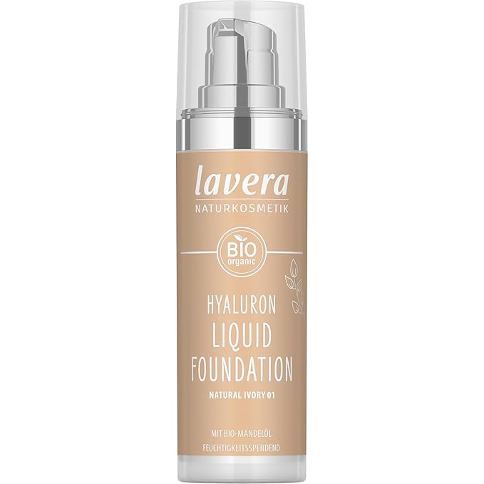 lavera Hyaluron Liquid Foundation - Natural Ivory 01 - Foundation Make Up with Hyaluron & Almond Oil for a Flawless Complexion - Face Make Up - PETA Certified - Vegan - Made in Germany - 1 Fl Oz-VivaGrace Women