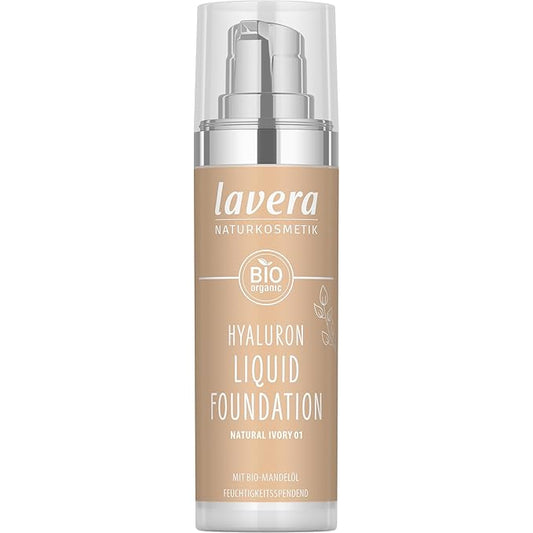 lavera Hyaluron Liquid Foundation - Natural Ivory 01 - Foundation Make Up with Hyaluron & Almond Oil for a Flawless Complexion - Face Make Up - PETA Certified - Vegan - Made in Germany - 1 Fl Oz-VivaGrace Women