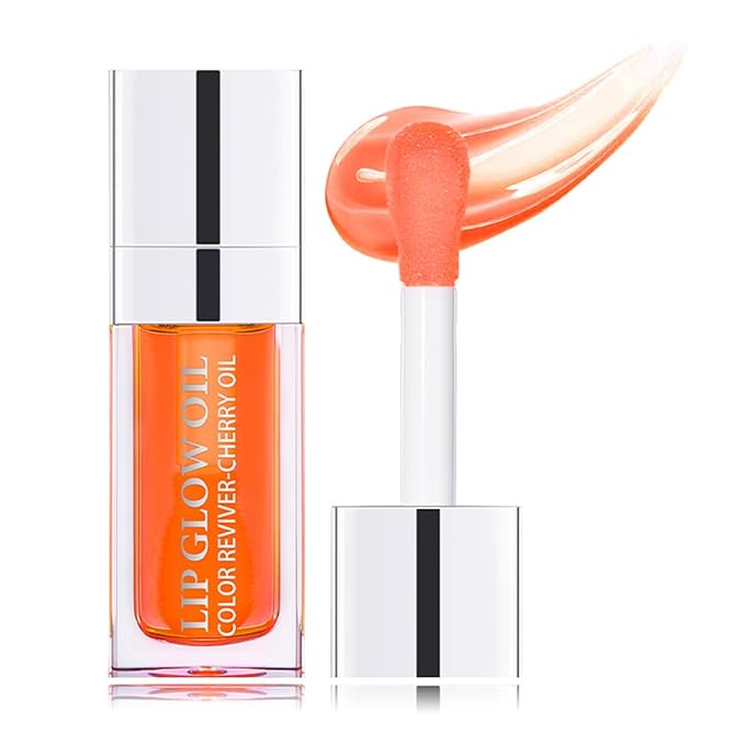 Hydrating Lip Glow Oil Moisturizing Plumping Lip Tint Lip Gloss Transparent Lip Balm Long Lasting Nourishing Repairing Lightening Lip Lines (004# CORAL)-VivaGrace Women