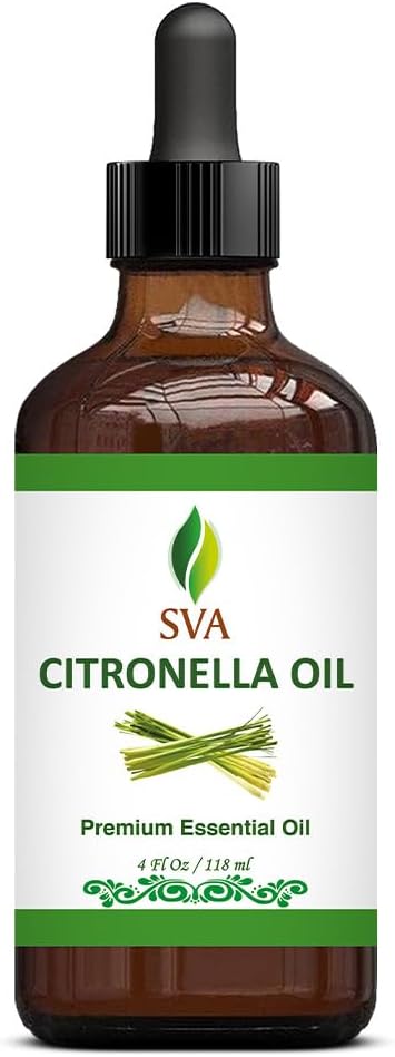 SVA Citronella Essential Oil – 4 Fl Oz – 100% Natural Citronella Oil - for Diffuser, Hair Care, Face, Skin Care, Aromatherapy, Scalp and Body Massage, Soap and Candle Making - with Dropper-VivaGrace Women