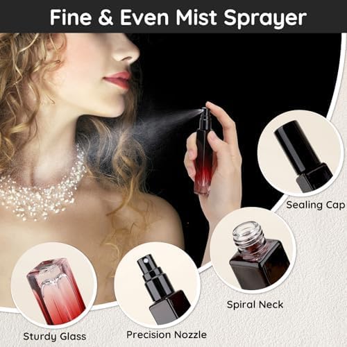 Segbeauty 10ML Travel Cologne Sprayer, 10 Pack Refillable Atomizer Spray Bottle for Perfume, Empty Mini Glass Perfume Bottle Fine Mist Dispenser, Portable Leak-proof Sample Bottles for Travel Outgoing-VivaGrace Women