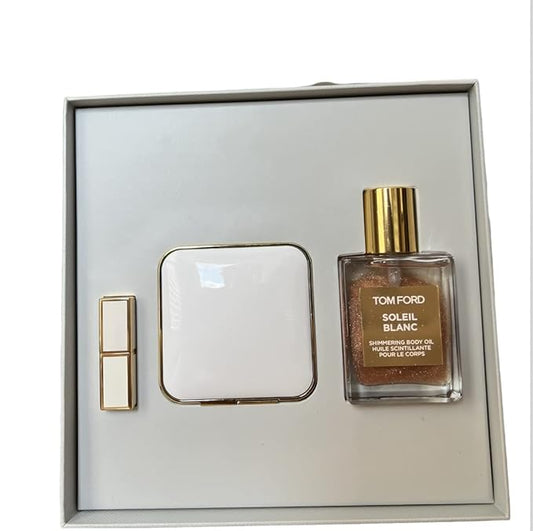 Tom Ford Soleil Look Set 3pc Soleil Shimmering Body Oil Rose Gold Highlighting Duo Reflects Gilt Paradiso Lip Color Sheer-VivaGrace Women