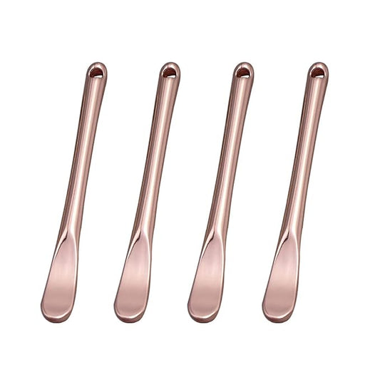 4 Pieces Zinc Alloy Makeup Spatula Eye Cream Spoon Beauty Scoop Mini Spoon Makeup Beauty Spoons Mini Cosmetic Skincare Spatula for Cream Lotions, Cylindrical Handle Type, Rose-Gold-VivaGrace Women