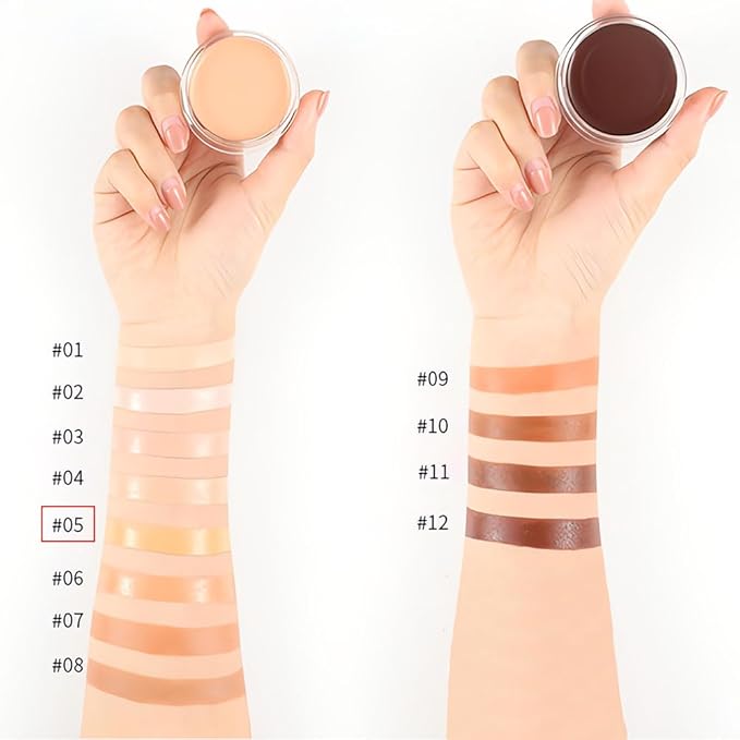 Kaely Cream Pot Concealer Full Coverage Set,Conceal Brighten Dark Circles,under Eye Brightener Color Correcting Concealer,Waterproof Foundation Palette with Brush,corrector de ojeras,Vegan Makeup,05-VivaGrace Women
