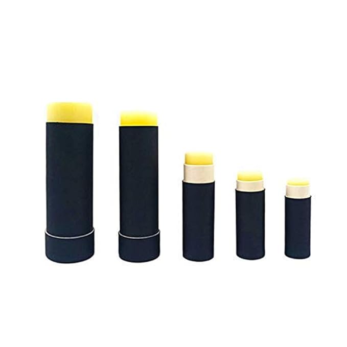 10 Pcs 1 Oz Paperboard Lip Balm Tubes Cardboard Krafts Paper Lipstick Tube Empty Lip Gloss Container Refillable Paper Round Solid Perfume Tube Chapstick Tube DIY Cosmetic Deodorant (Black)-VivaGrace Women