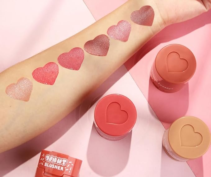 Stamp Liquid Blush Stamp Blush with Heart Shaped Applicator Natural Long Lasting Blush, Light and Airy Makeup for Women (5)-VivaGrace Women