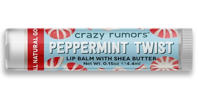 Crazy Rumors Peppermint Twist Lip Balm. 100% Natural, Vegan, Plant-Based, Made in USA (1-Pack)-VivaGrace Women