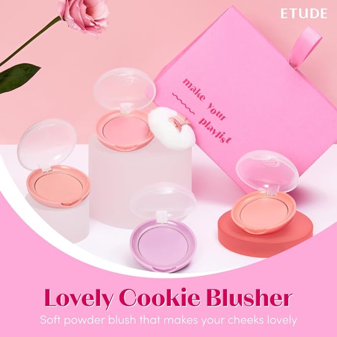 ETUDE Lovely Cookie Blusher #OR202 Sweet Coral Candy 4g | Glowing & Natural Powder Blush with Long-Lasting Sebum Control | Easy Application | Puffy Cushion for a Lovely Makeup Look-VivaGrace Women