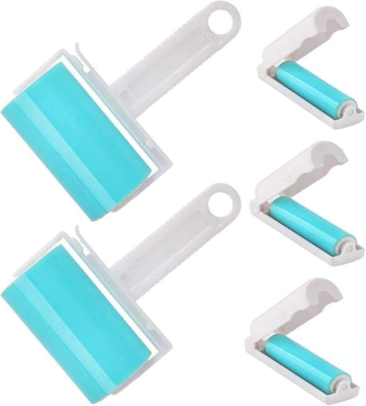 Lint Roller 5 Pack, Reusable Washable Lint Roller Sticky Gel Lint Remover Pet Hair Remover Cleaner for Clothes, Travel Essentials Household Use, Include Large Small Size-VivaGrace Women