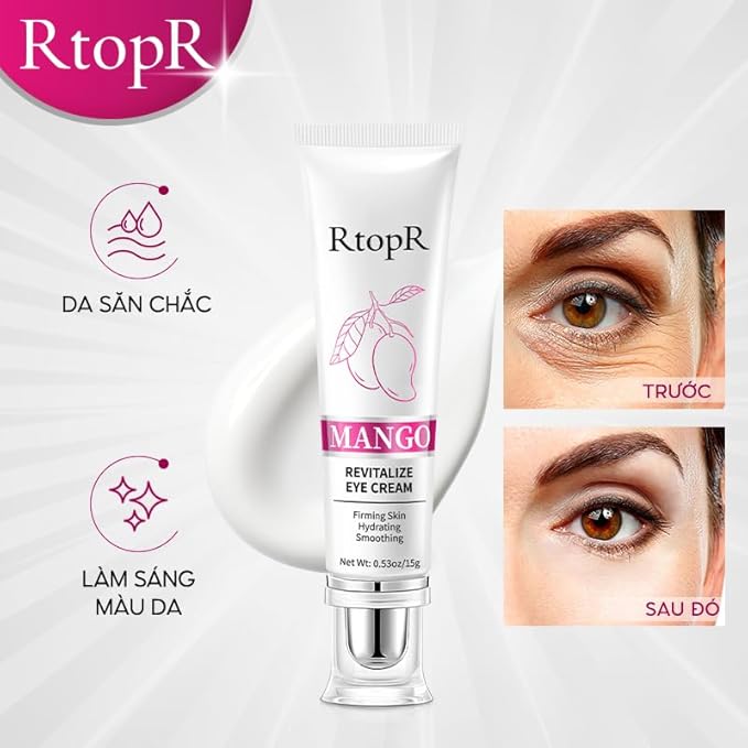 RtopR Mango Firming Eye Cream, Under Eye Cream for Dark Circles and Puffiness, Firm and Smooth the Look of Fine Lines, Smoothes the Skin Around the Eyes-VivaGrace Women