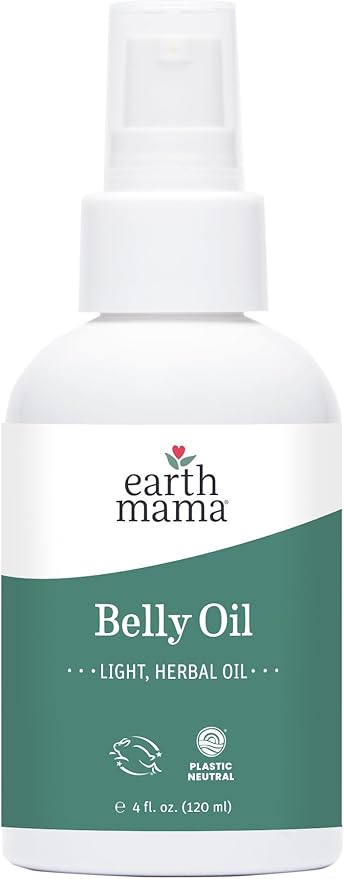 Earth Mama Belly Oil for Dry Skin | Calendula Skin Care Moisturizer Oil to Encourage Natural Elasticity and Help Prevent Stretch Marks During Pregnancy and Postpartum, 4-Fluid Ounce-VivaGrace Women