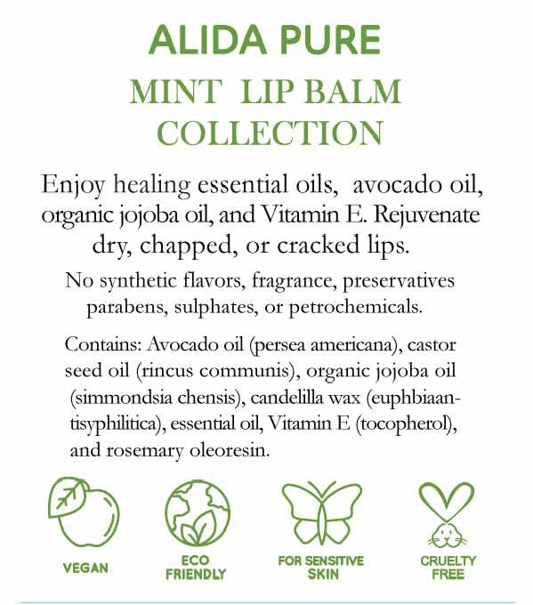 Mint Lip Balm Collection, Vegan Lip Balm Set, Beeswax Free, with Avocado Oil, Organic Jojoba Oil, and Vitamin E, Natural Moisturizer for Dry, Chapped Lips, 3 Tube Set-VivaGrace Women