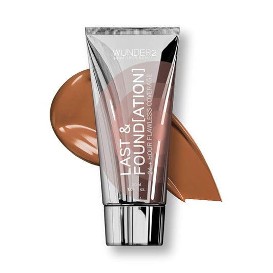 WUNDERBROW Full Coverage Foundation, Last & Found[ation] – Buildable Full Coverage Liquid Foundation For 24+ Hours Wear – Long Lasting, Waterproof, Chocolate-VivaGrace Women