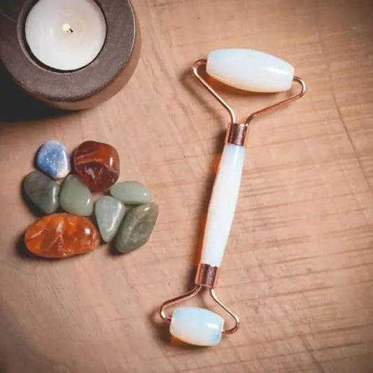 Opal Roller & Gua Sha Set, Face Roller Manual Massager, Opal Applicator for Face, Neck,Body Muscle,Relaxing, Stimulating Blood Flow, Relieve Fine Lines, Wrinkles,Opal-VivaGrace Women