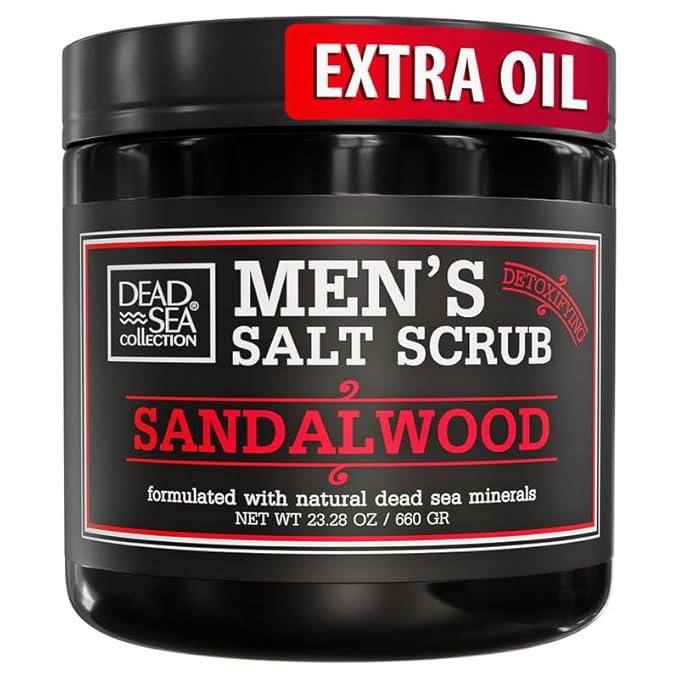 Salt Body Scrub Sandalwood For Men – Moisturizes, Exfoliates & Nourishes Skin – Cleanses & Detoxifies with Dead Sea Minerals - Dead Sea Collection – 23.28 OZ-VivaGrace Women