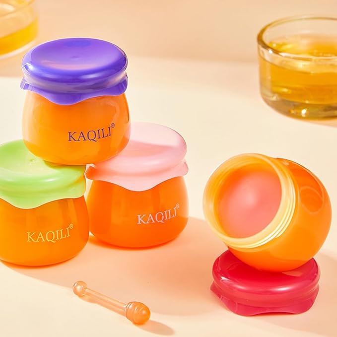 Honey Lip Balm Pot, Propolis Lip Mask, Strawberry Hydrating Propolis Lip Sleeping Mask, Prevent Dry&Cracked, Lip Repair Nourishes the Lip Skin (strawberry & blueberry & peach & avocado)-VivaGrace Women