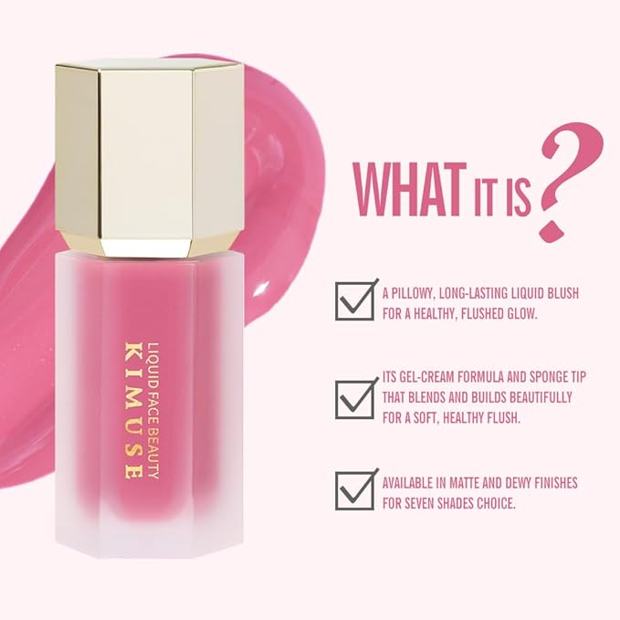 KIMUSE Soft Cream Blush Makeup, Liquid Blush for Cheeks, Weightless, Long-Wearing, Smudge Proof, Natural-Looking, Dewy Finish-VivaGrace Women