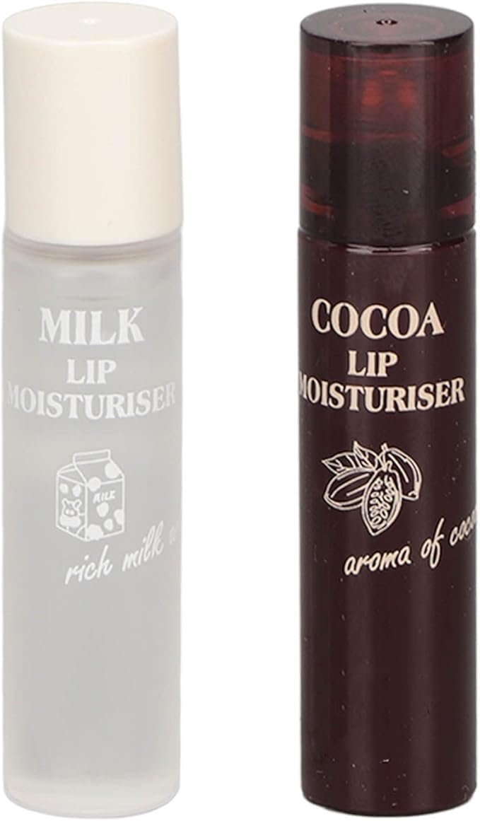Hydrating Oil, 2pcs Roll On Hydrating Lip Gloss, 5ml Moisturizing Lip Balm Cocoa Bean Milk Lip Oil Hydrating Nourishing Day Night Repair-VivaGrace Women