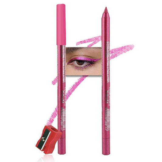 evpct Pearl Peach Red Gel Eyeliner Pencil for Women Waterline Waterproof Smudge Proof Eye Makeup Liners, Red Mascara Eye Liner Gel Liner Eyeliner with Sharpener delineador de ojos contra el agua 04