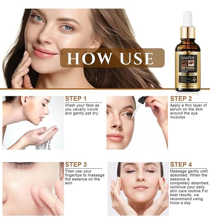 SUERO FACIAL RETINOL EYES NIGHT REPAIR 30 ml, Gold-VivaGrace Women