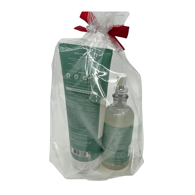 Bath & Body Works Aromatherapy Breathe Deep Eucalyptus & Lavender Gift Set with a Red Bow for Holidays & Gifts – Essential Oil Mist & Body Cream-VivaGrace Women