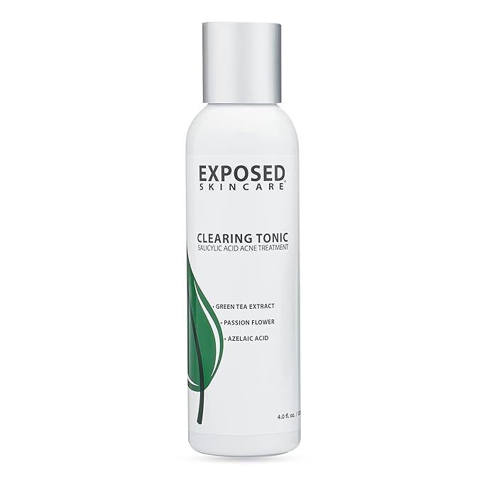 Exposed Skin Care Clearing Tonic Facial Toner with 1% Salicylic Acid and Witch Hazel for Acne Treatment – Pore Minimizing Toner to Prevent Breakouts, Reduce Redness and Balance Skin – Step 2 (4 fl oz)-VivaGrace Women
