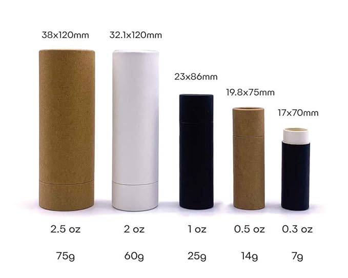 10 Pcs 1 Oz Paperboard Lip Balm Tubes Cardboard Krafts Paper Lipstick Tube Empty Lip Gloss Container Refillable Paper Round Solid Perfume Tube Chapstick Tube DIY Cosmetic Deodorant (Black)-VivaGrace Women