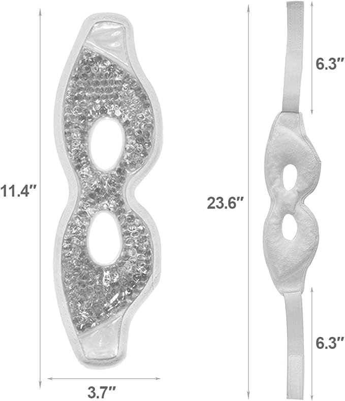 Jakuva 2PCS Cooling Eye Mask Sleeping Mask, Ice Eye Pads & Cold Eye Packs & Heat Cold Compress Pack Eye Spa Pad for Puffy Eyes,Puffiness,Headache,Stress Relief (Gray&Black)-VivaGrace Women