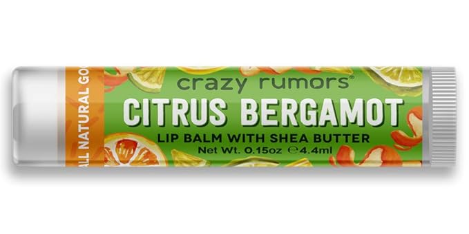 Crazy Rumors Citrus Bergamot Lip Balm. 100% Natural, Vegan, Plant-Based, Made in USA (1-Pack)-VivaGrace Women